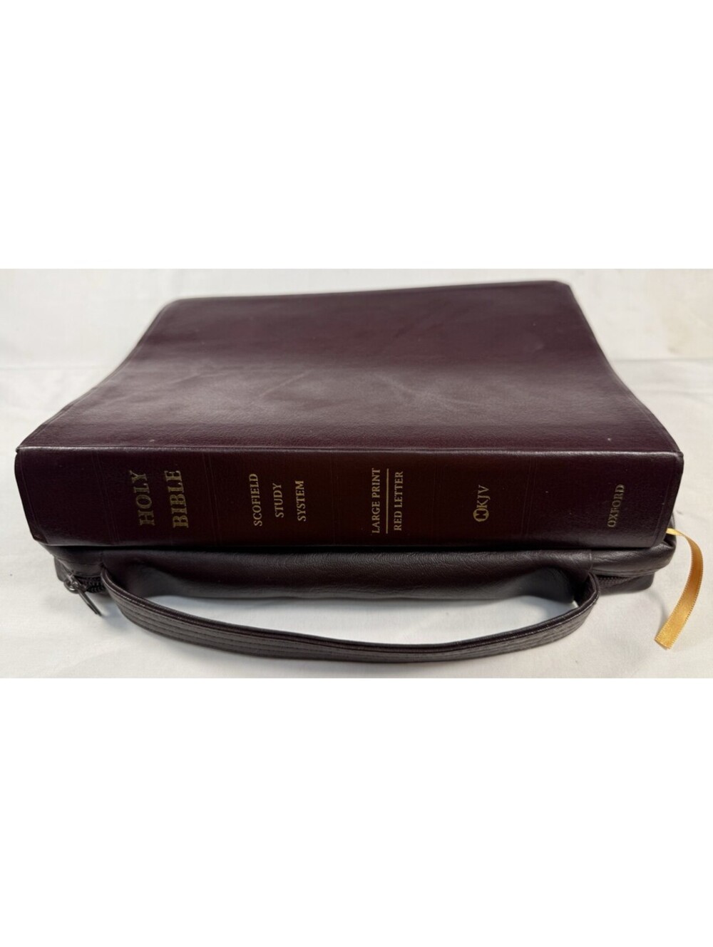 NKJV  Leather Bible Scofield Study W/ Case Lrg Red Print Burgundy 491RRL 2002
